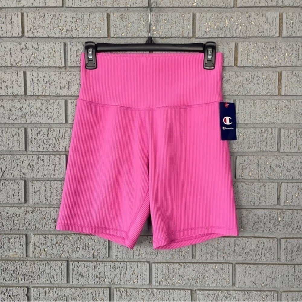 NWT Champion Ribbed Biker Shorts Hot Pink Womens Athletic